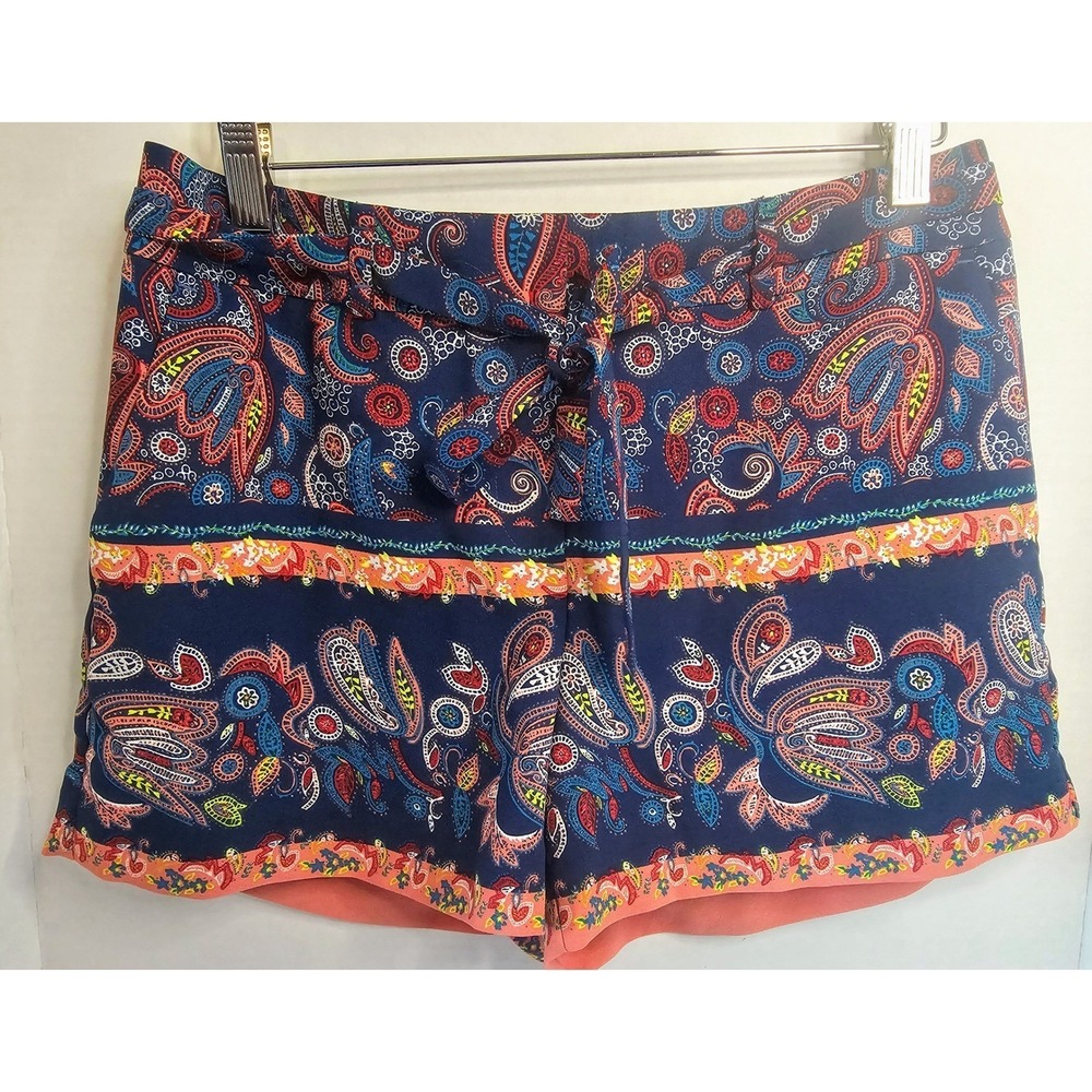 LOFT Women's SZ 2 Paisley Floral Bohemian Print Tie Waist Shorts
